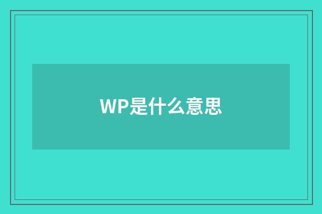 WP是什么意思