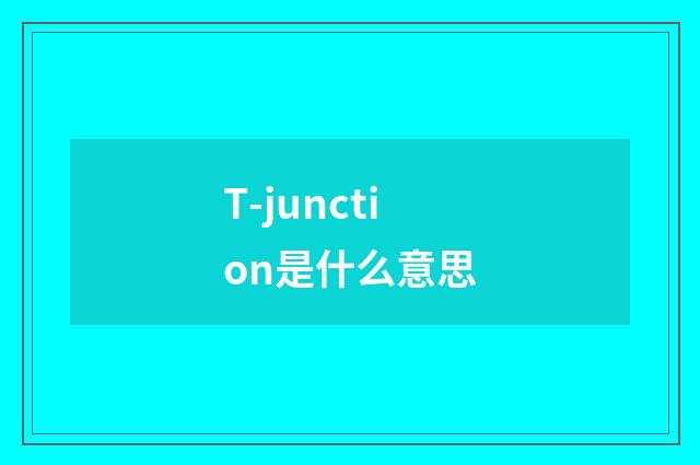 T-junction是什么意思