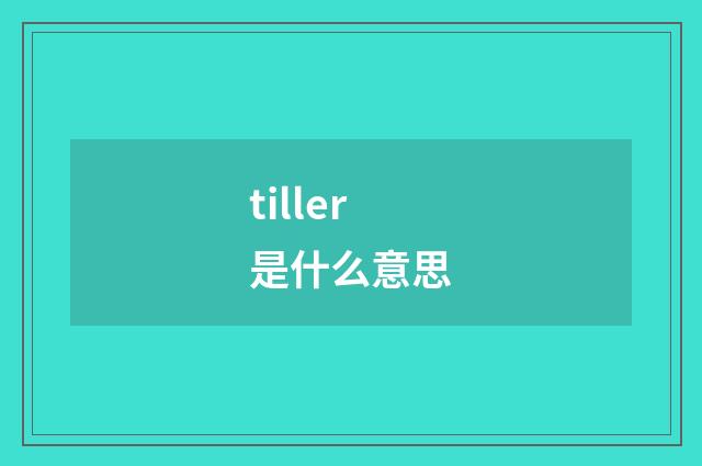 tiller是什么意思