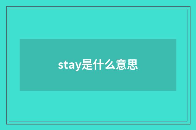 stay是什么意思