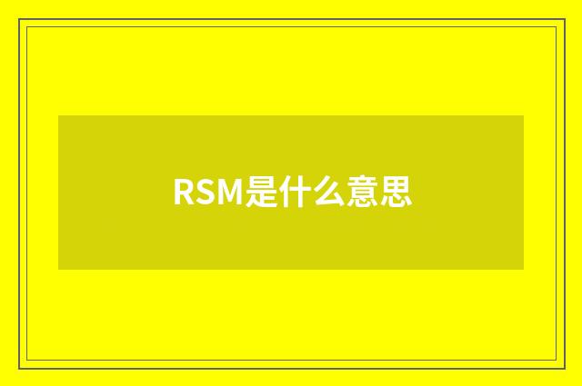 RSM是什么意思