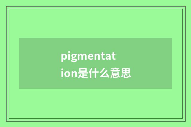 pigmentation是什么意思