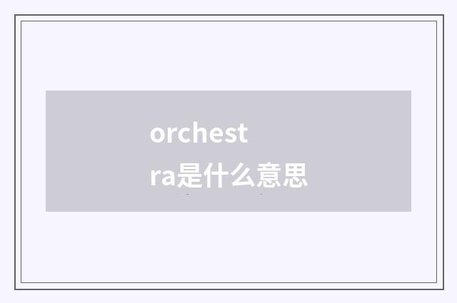 orchestra是什么意思