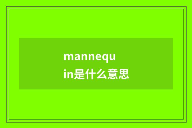 mannequin是什么意思