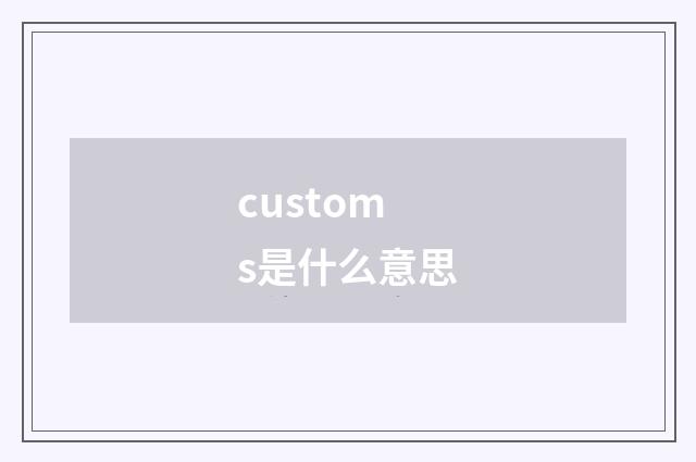 customs是什么意思