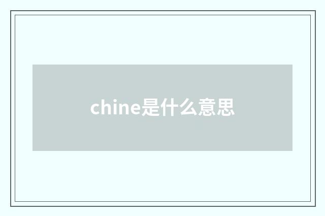 chine是什么意思