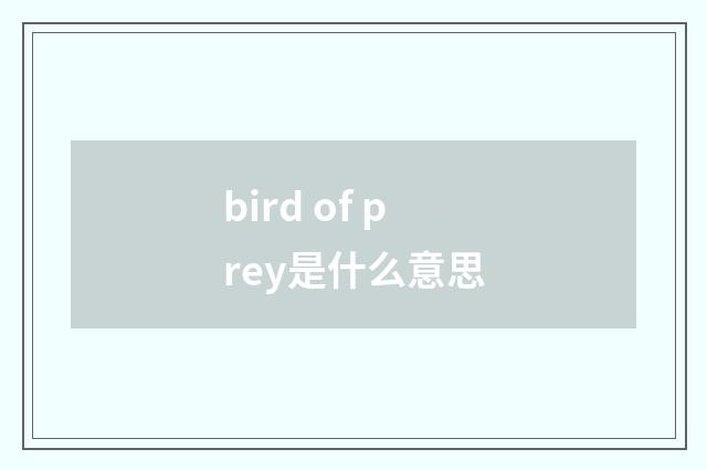 bird of prey是什么意思
