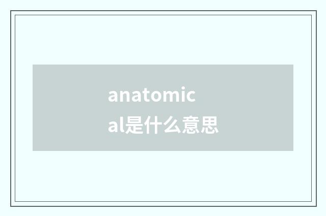 anatomical是什么意思