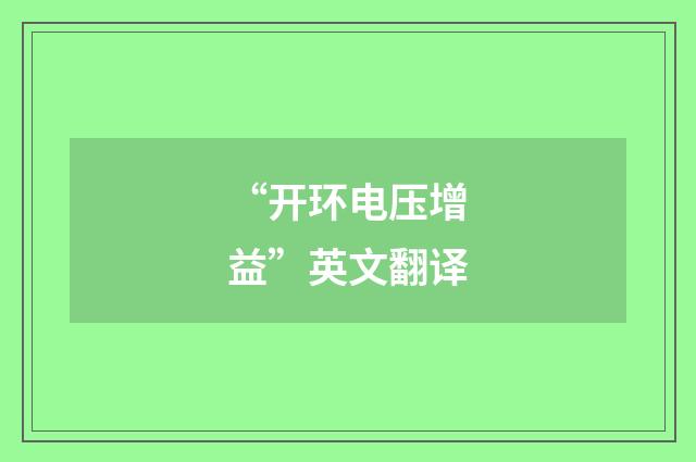 “开环电压增益”英文翻译