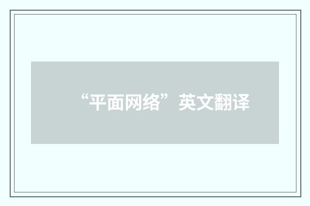 “平面网络”英文翻译