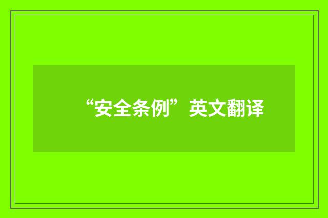 “安全条例”英文翻译