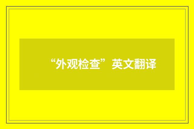 “外观检查”英文翻译