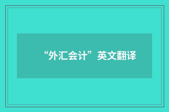 “外汇会计”英文翻译