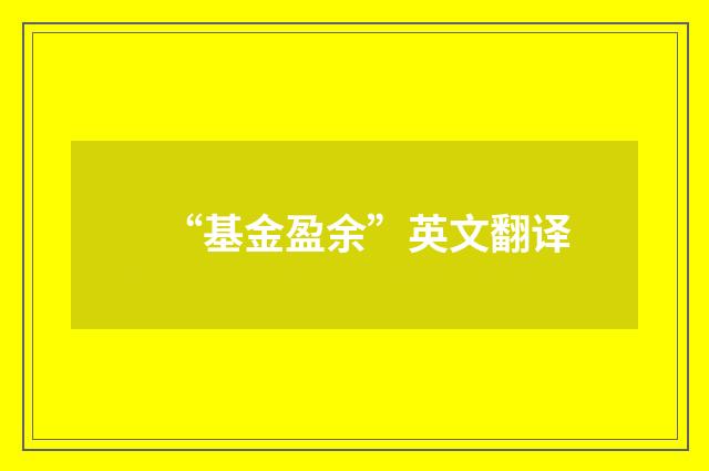 “基金盈余”英文翻译
