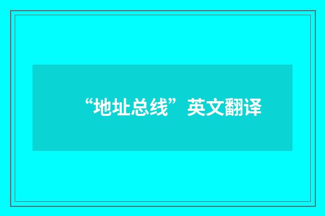 “地址总线”英文翻译