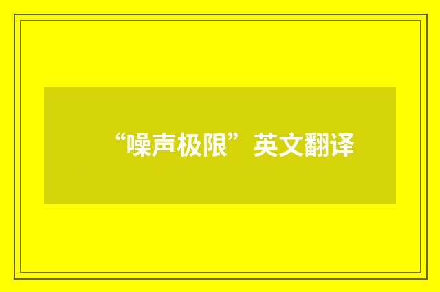 “噪声极限”英文翻译