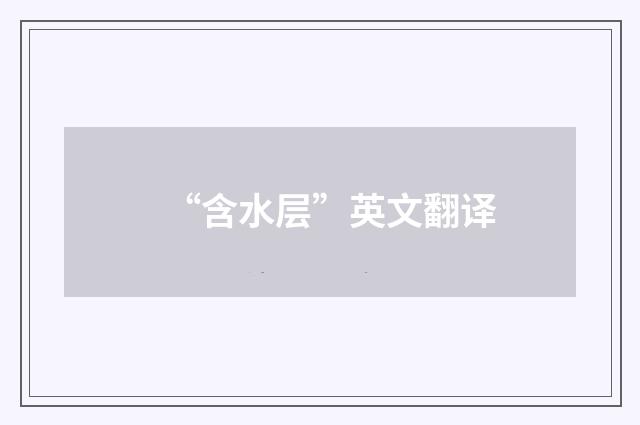 “含水层”英文翻译