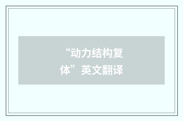 “动力结构复体”英文翻译