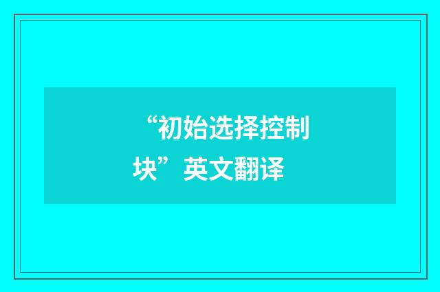 “初始选择控制块”英文翻译