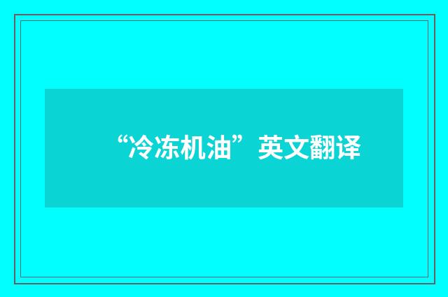 “冷冻机油”英文翻译