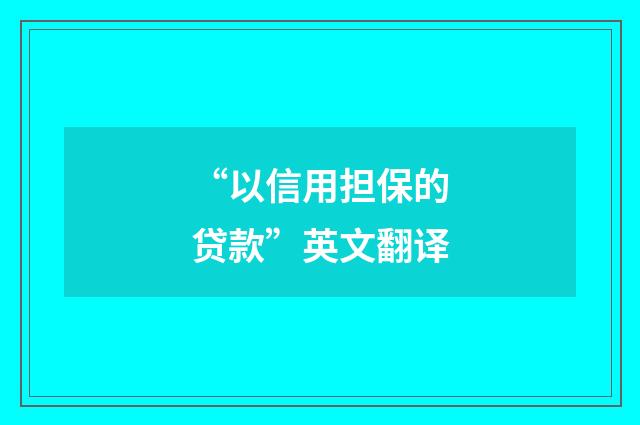 “以信用担保的贷款”英文翻译