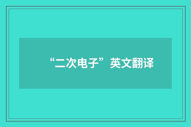 “二次电子”英文翻译