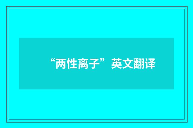 “两性离子”英文翻译