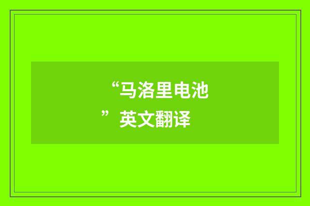 “马洛里电池”英文翻译