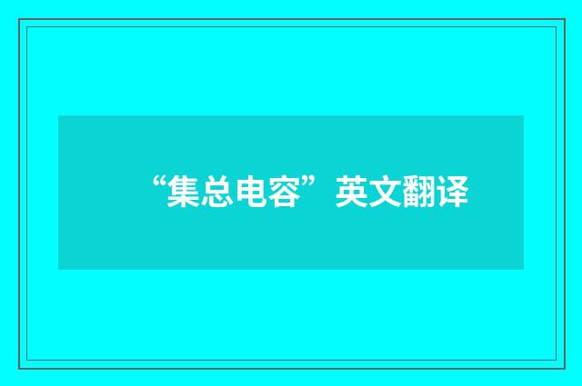 “集总电容”英文翻译