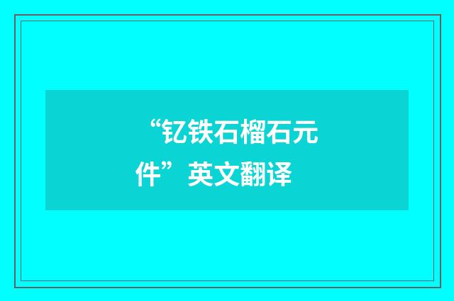 “钇铁石榴石元件”英文翻译