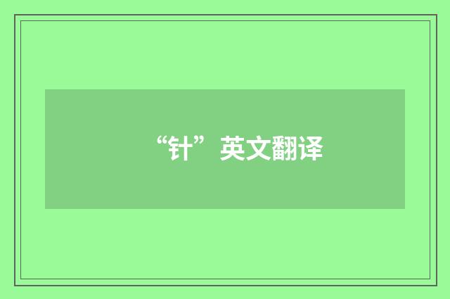 “针”英文翻译