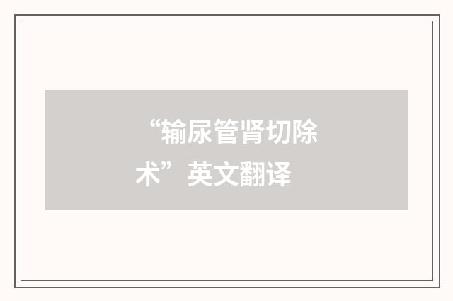 “输尿管肾切除术”英文翻译