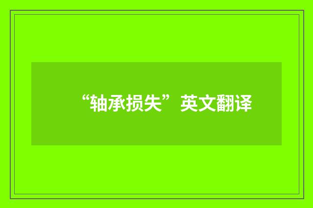 “轴承损失”英文翻译