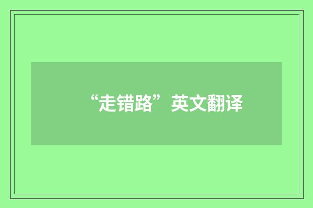 “走错路”英文翻译