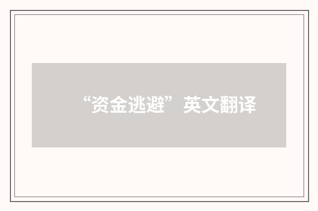 “资金逃避”英文翻译