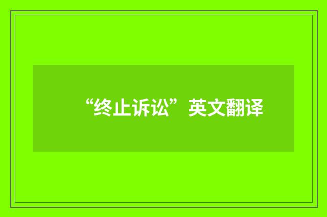 “终止诉讼”英文翻译