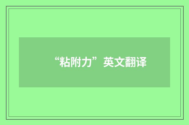 “粘附力”英文翻译