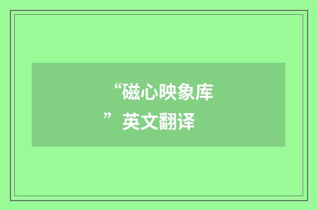 “磁心映象库”英文翻译