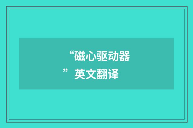 “磁心驱动器”英文翻译