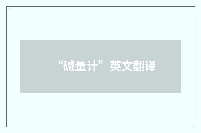 “碱量计”英文翻译