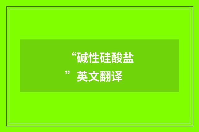 “碱性硅酸盐”英文翻译
