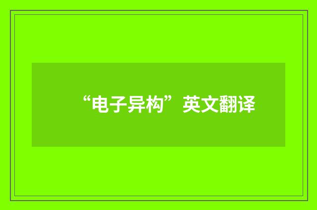 “电子异构”英文翻译