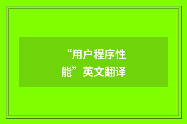 “用户程序性能”英文翻译