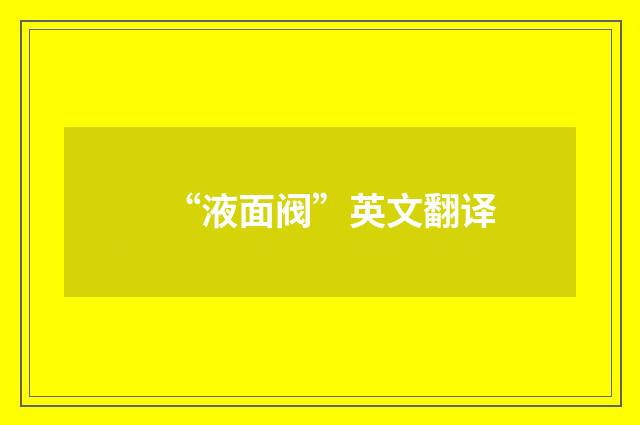 “液面阀”英文翻译