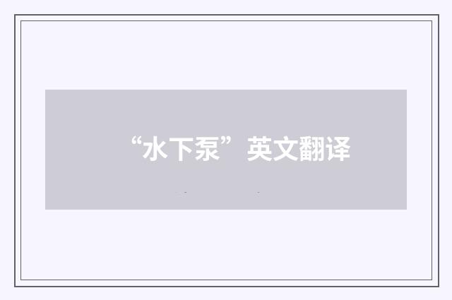 “水下泵”英文翻译