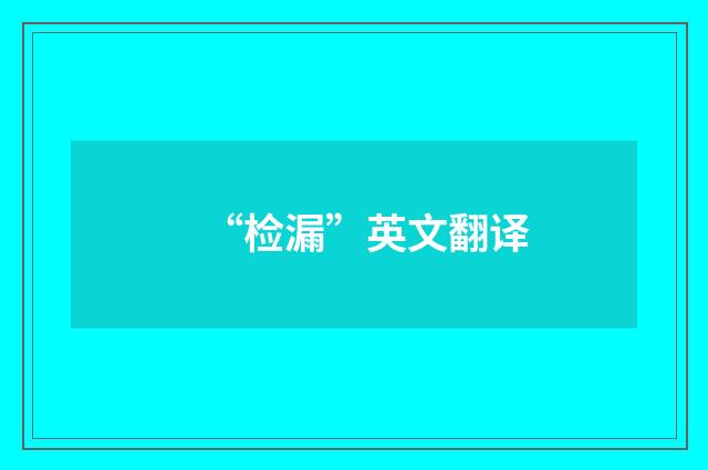 “检漏”英文翻译