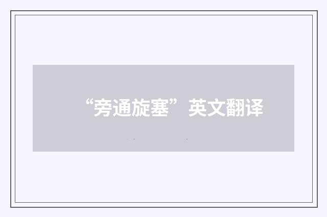 “旁通旋塞”英文翻译