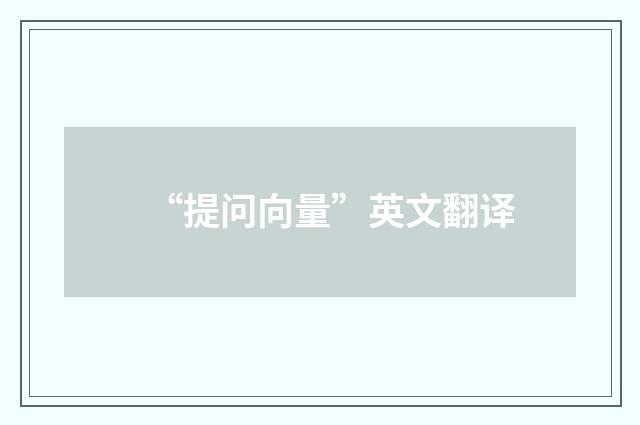 “提问向量”英文翻译