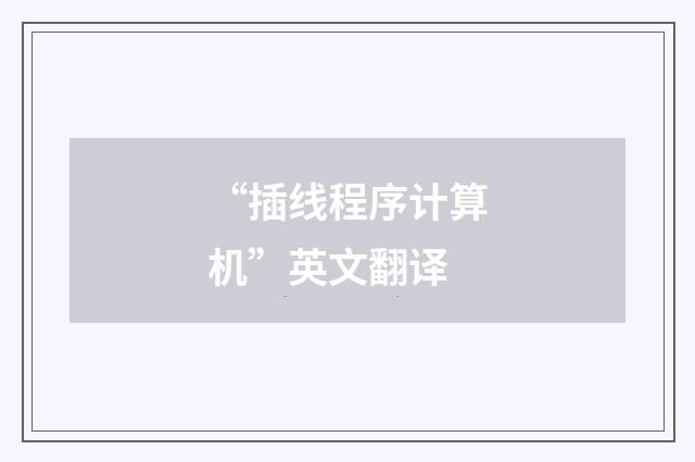 “插线程序计算机”英文翻译