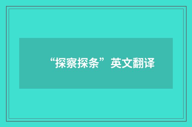 “探察探条”英文翻译